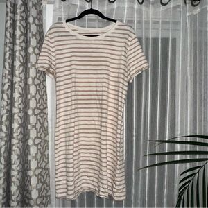Universal Thread Cream and Tan Striped Dress